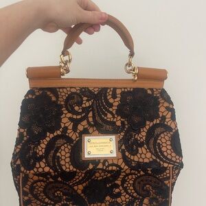 Dolce & Gabbana Tan and Black Lace Bag
